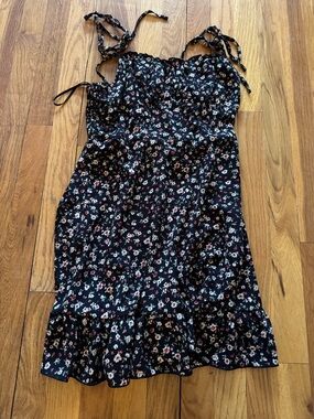 Black Floral Tie-Strap Sundress